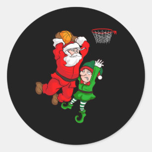 Pegatina Redonda Navidades Sketll Santa Claus Slam Dunk Elf Funny H