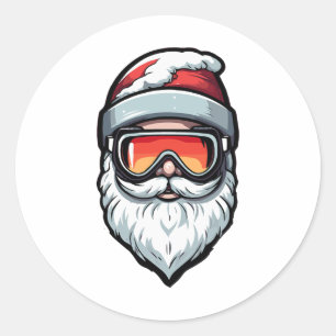 Pegatina Redonda Navidades Ski Lover Xmas Esquí Felices Vacaciones 