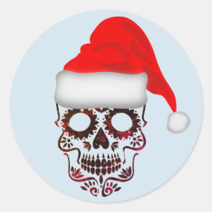 Pegatina Redonda Navidades Skull Pegatinas
