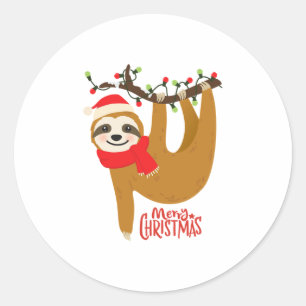 Pegatina Redonda Navidades Sloth