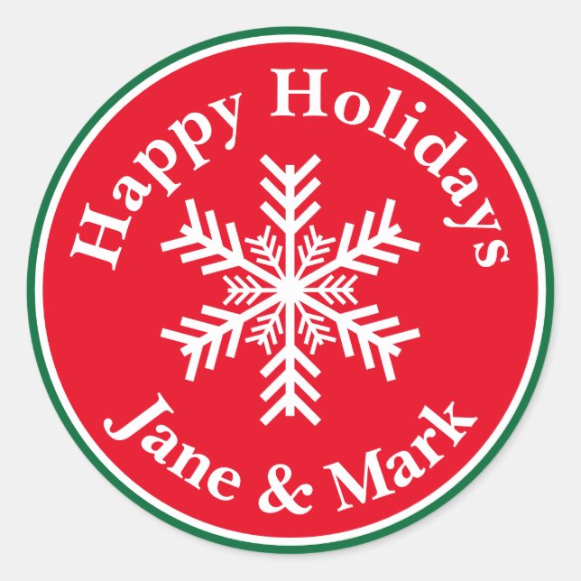 Pegatina Redonda Navidades Snowflake (Anverso)