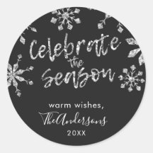 Navidades Snowflakes Silver Purpurina Favorito Tag