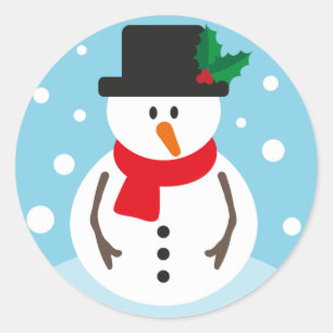 Pegatina Redonda Navidades Snowman