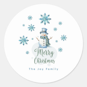 Pegatina Redonda Navidades Snowman