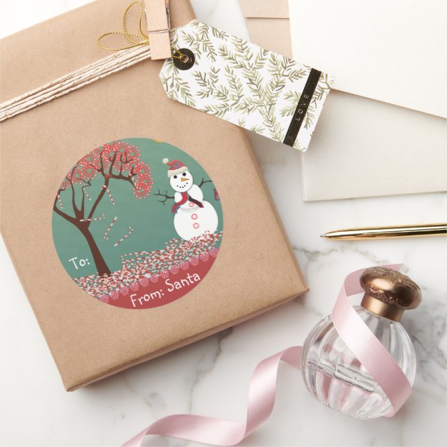 Pegatina Redonda Navidades Snowman muestran el verde pero tú eliges (Regalar)