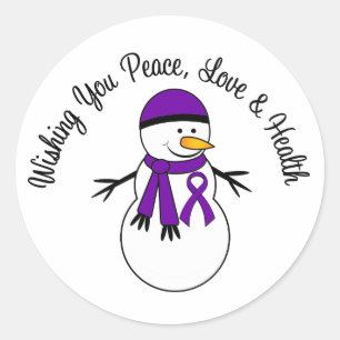 Pegatina Redonda Navidades Snowman Pancreatic Cancbon Ribbon