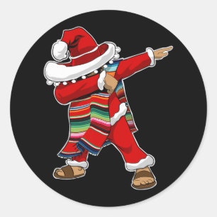 Pegatina Redonda Navidades Sombrero Dabbing Serape Poncho S