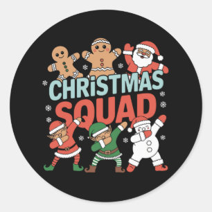 Pegatina Redonda Navidades Squad Santa Dabbing Elf