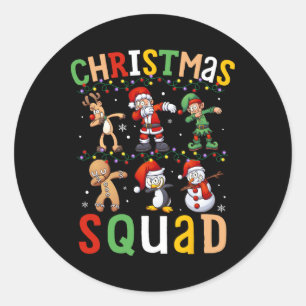 Pegatina Redonda Navidades Squad Santa Dabbing Elf