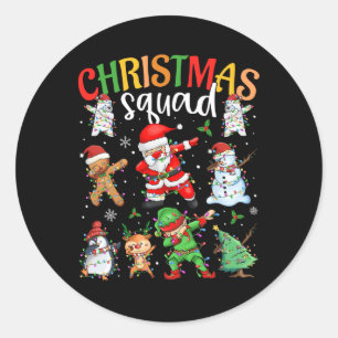Pegatina Redonda Navidades Squad Santa Dabbing Elf