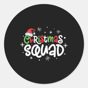 Pegatina Redonda Navidades Squad Santa Family coincidiendo con pija