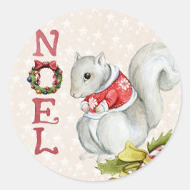 Pegatina Redonda Navidades Squirrel