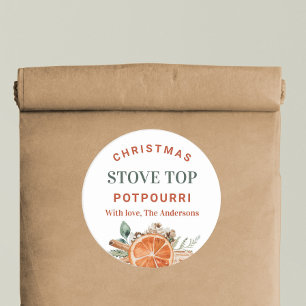 Pegatina Redonda Navidades Stove Top Potpourri Gift