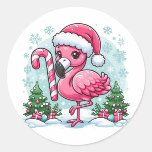 Pegatina Redonda Navidades Sublimación Flamingo Clipart-10424