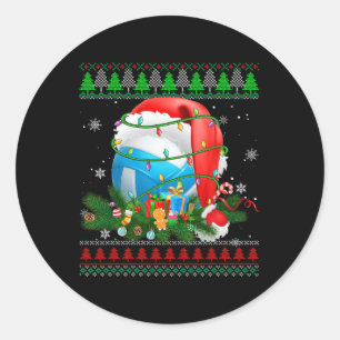 Pegatina Redonda Navidades suéteres feos Voleibol de Pajama Ligera