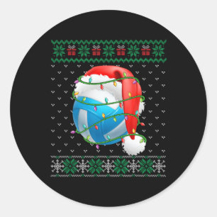 Pegatina Redonda Navidades suéteres feos Voleibol de Pajama Ligera