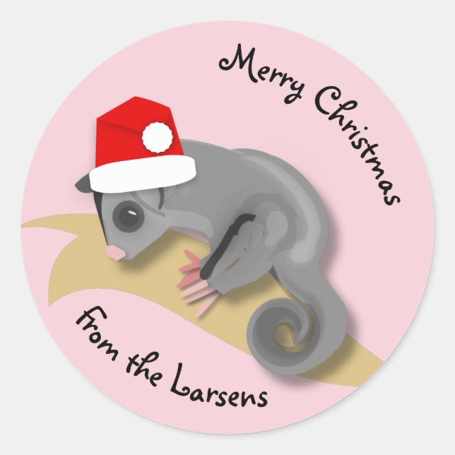 Pegatina Redonda Navidades Sugar Glider (Anverso)