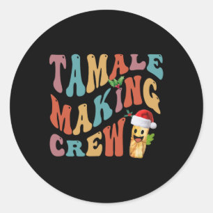 Pegatina Redonda Navidades Tamale Creando Tripulación Familia Mexic