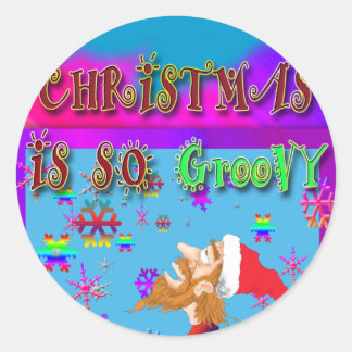 Pegatina Redonda Navidades Tan Groovy