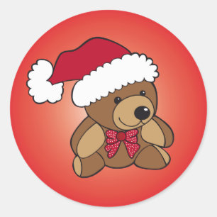Pegatina Redonda Navidades Teddy Bear