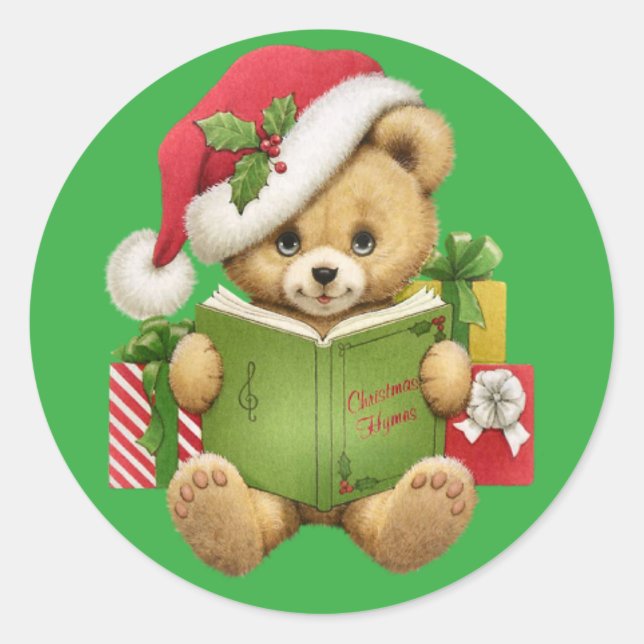 Pegatina Redonda Navidades Teddy Bear (Anverso)