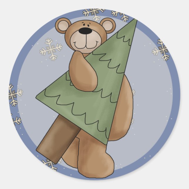 Pegatina Redonda Navidades Teddy Bear (Anverso)