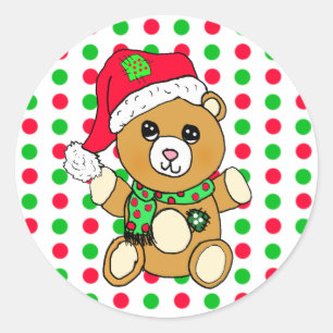 Pegatina Redonda Navidades Teddy Bear Holidays