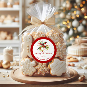 Pegatina Redonda Navidades Tema Feliz Navidad Hummingbird