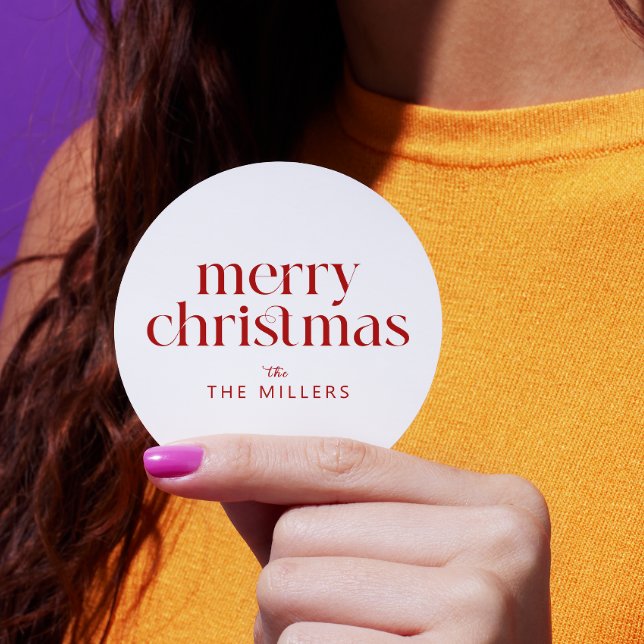 Pegatina Redonda Navidades Tema Feliz Navidad Típografía Retro (Subido por el creador)