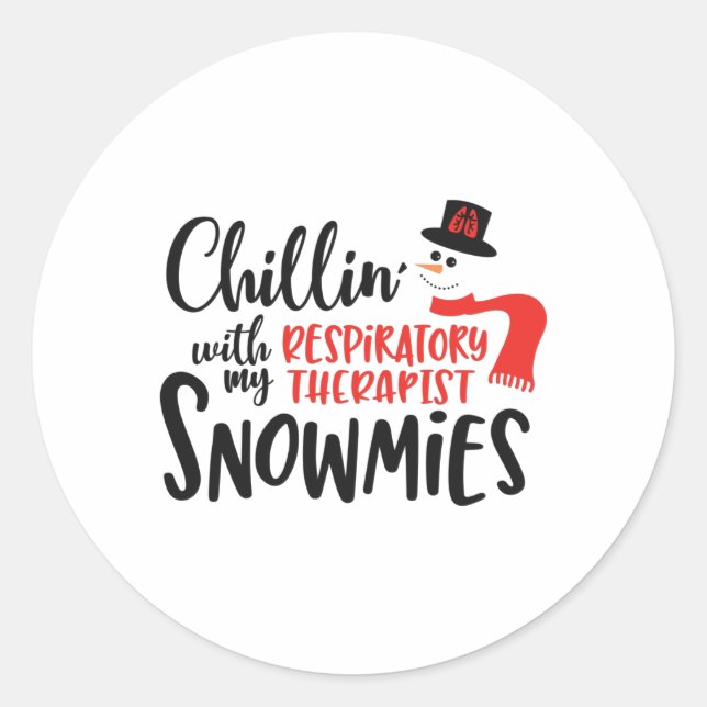 Pegatina Redonda Navidades Terapia respiratoria, terapia (Anverso)