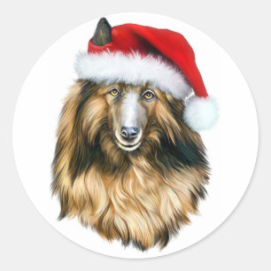 Pegatina Redonda Navidades Tervuren de Bélgica Santa