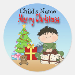 Pegatina Redonda Navidades Toddler Boy Round Pegatinas