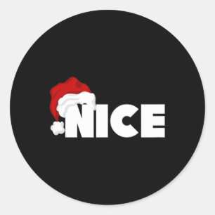 Pegatina Redonda Navidades traviesos o amables en juego Funny Santa