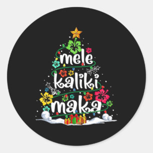 Pegatina Redonda Navidades tropicales de Mele Kalikimaka Santa Hawa
