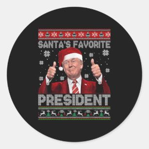 Pegatina Redonda Navidades Trump amigo de presidente favorito Xmas