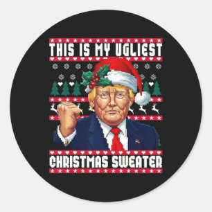Pegatina Redonda Navidades Trump Este Es Mi Sudor Navidad Más Desag