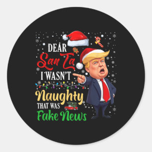 Pegatina Redonda Navidades Trump: Queridas noticias falsas y divert