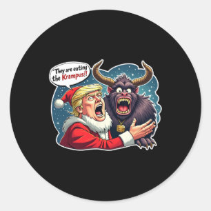 Pegatina Redonda Navidades Trump Santa Claus Comen Al Kr