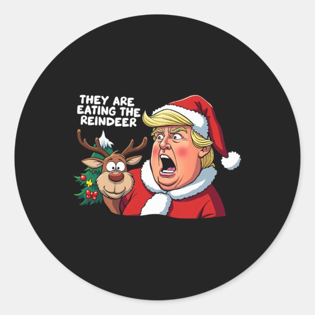 Pegatina Redonda Navidades Trump Santa Claus Comen El Resto (Anverso)