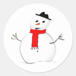 Pegatina Redonda Navidades vacaciones de nieve negro elegante rojo