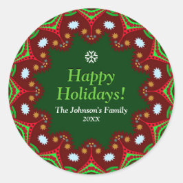 Pegatina Redonda Navidades Vacaciones Familia Keepsake Fiesta Plate