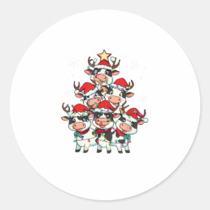 Pegatina Redonda Navidades vacuno Chicas navideños niños divertidos