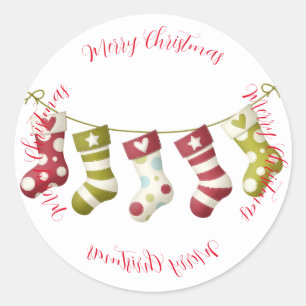 Pegatina Redonda Navidades valores con Feliz saludo de Navidad