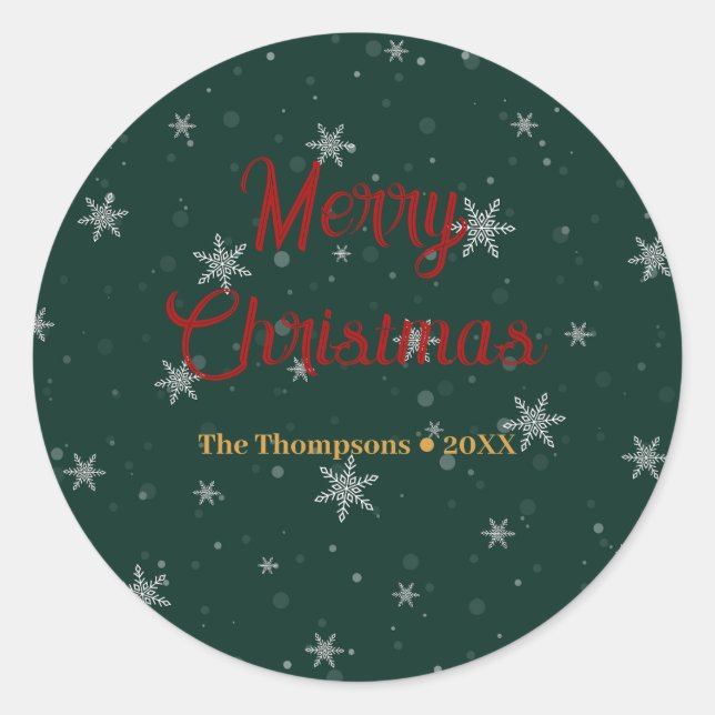 Pegatina Redonda Navidades verdes nevan lagos (Anverso)
