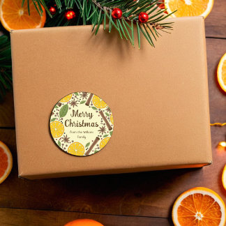 Pegatina Redonda Navidades vino picado amarillo claro
