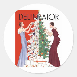 Pegatina Redonda Navidades Vintage 1932