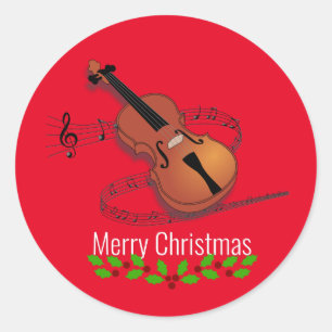 Pegatina Redonda Navidades Violin Music