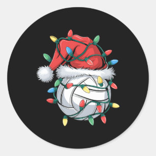 Pegatina Redonda Navidades Voleibol Navidad Santa Gorra Deportiva B