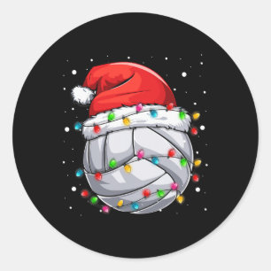 Pegatina Redonda Navidades Voleibol Navidad Santa Gorra Deportiva B