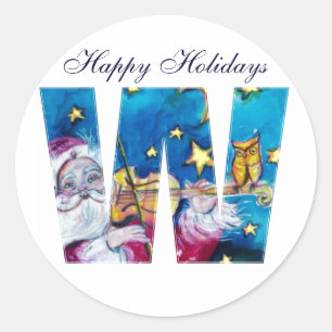 PEGATINA REDONDA NAVIDADES W CARTA / INSPIRADO SANTA MONOGRAM